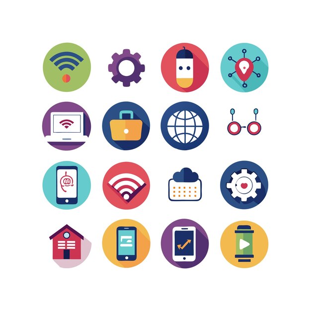 technology icon set vector illustration for documents websites and mobile applications