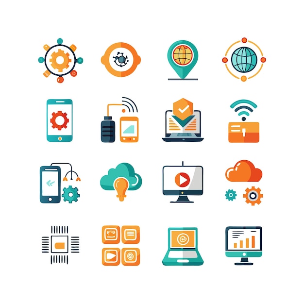 Technology Icon Set Vector Illustration for Documents Websites and Mobile Applications