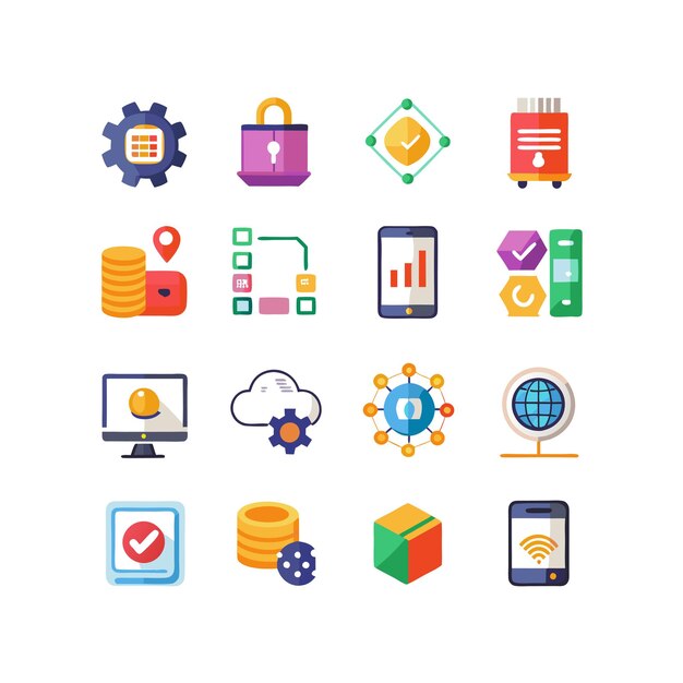 Technology Icon Set Vector Illustration for Documents Websites and Mobile Applications