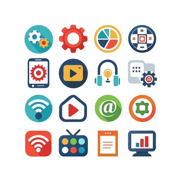 Technology Icon Set Vector Illustration for Documents Websites and Mobile Applications