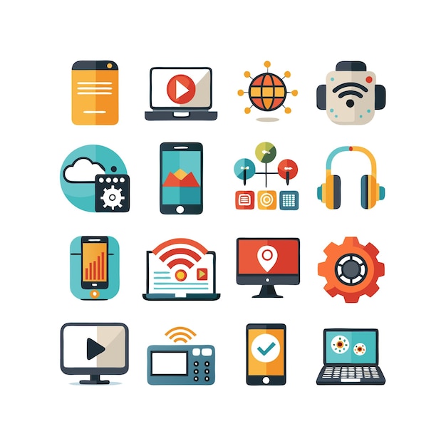 Technology Icon Set Vector Illustration for Documents Websites and Mobile Applications