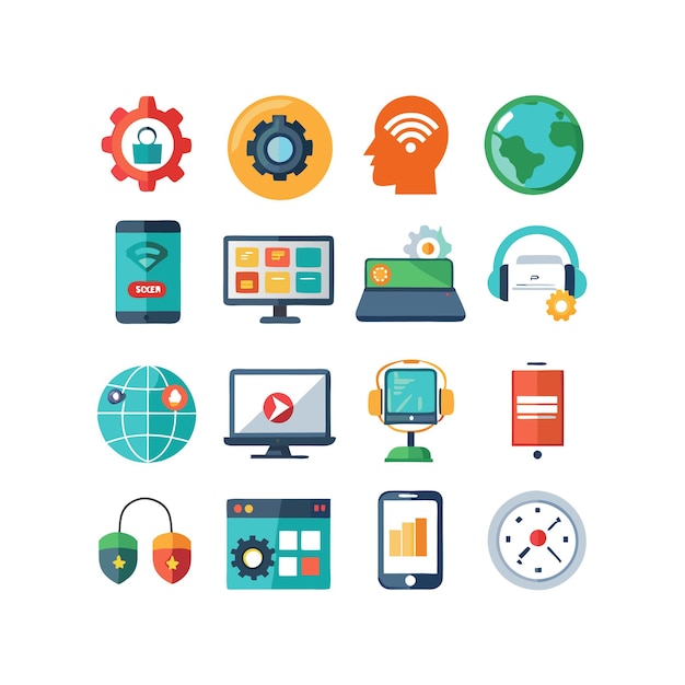 Technology Icon Set Vector Illustration for Documents Websites and Mobile Applications