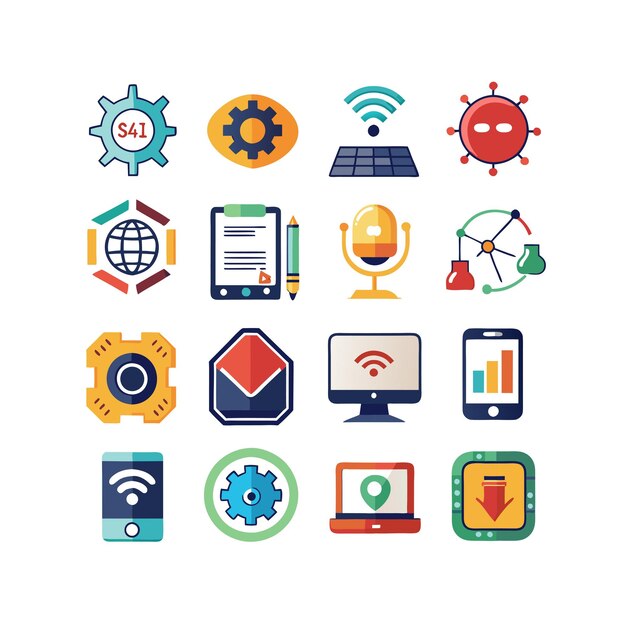 Technology Icon Set Vector Illustration for Documents Websites and Mobile Applications