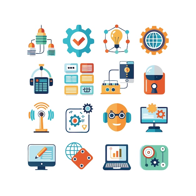 Technology Icon Set Vector Illustration for Documents Websites and Mobile Applications