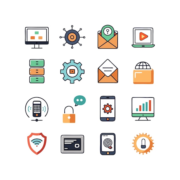 Technology Icon Set Vector Illustration for Documents Websites and Mobile Applications