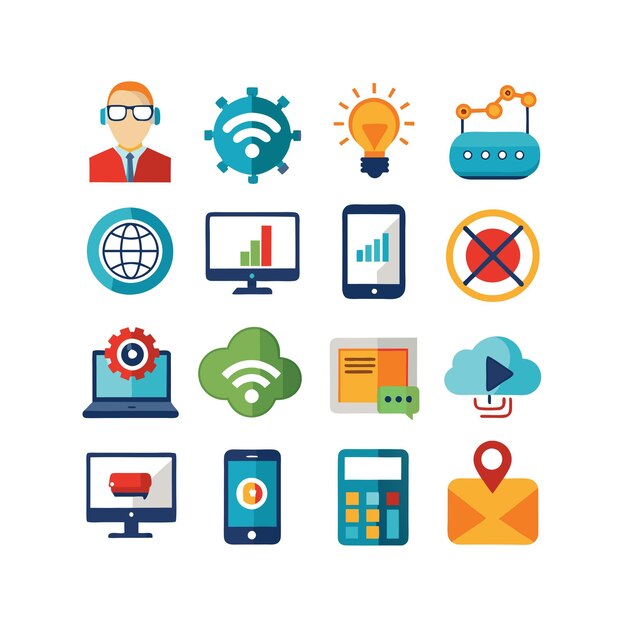 Technology Icon Set Vector Illustration for Documents Websites and Mobile Applications