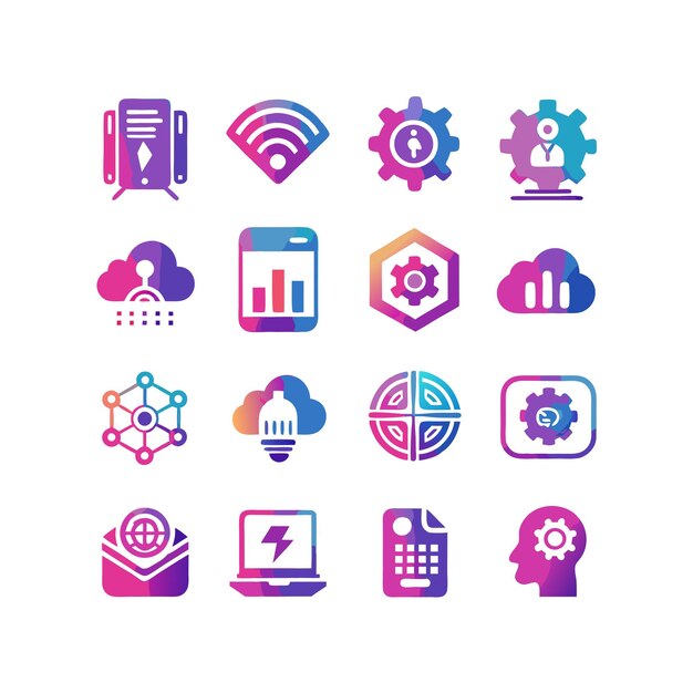 technology icon set vector illustration for documents websites and mobile applications