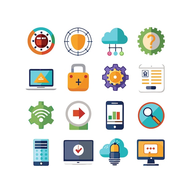 Technology Icon Set Vector Illustration for Documents Websites and Mobile Applications