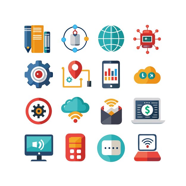 Technology Icon Set Vector Illustration for Documents Websites and Mobile Applications