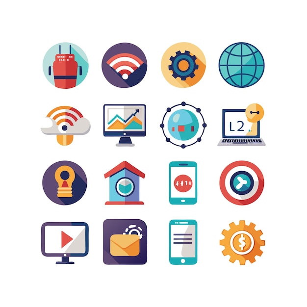 technology icon set vector illustration for documents websites and mobile applications