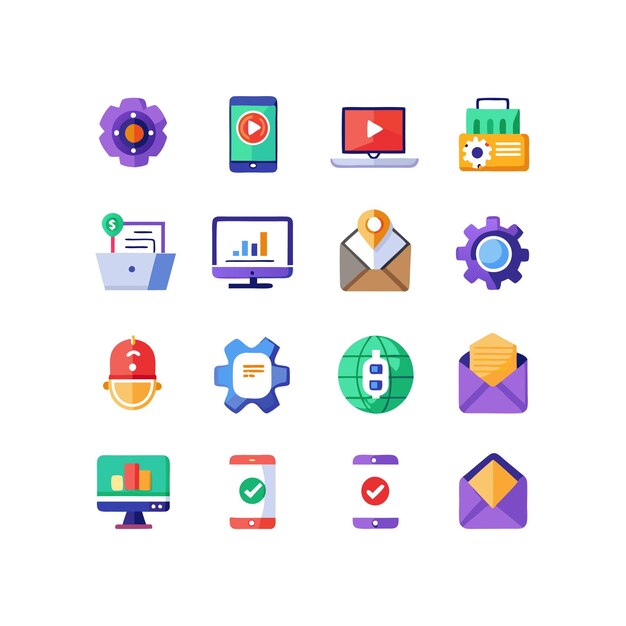 Technology Icon Set Vector Illustration for Documents Websites and Mobile Applications