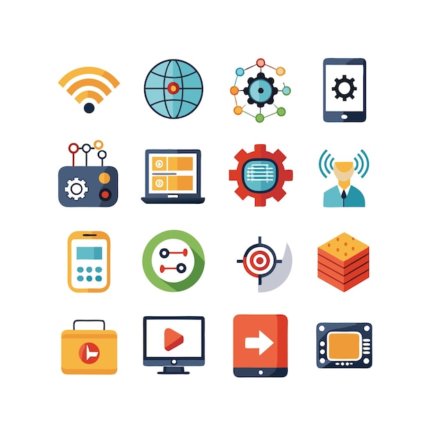 Technology Icon Set Vector Illustration for Documents Websites and Mobile Applications