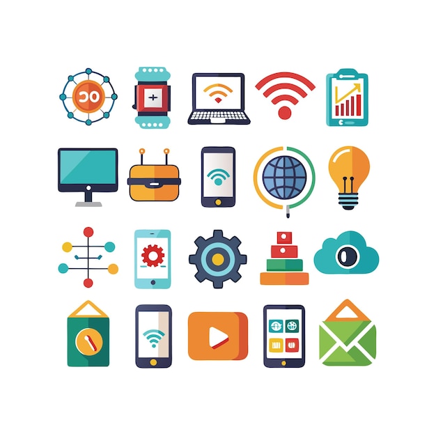 Technology Icon Set Vector Illustration for Documents Websites and Mobile Applications