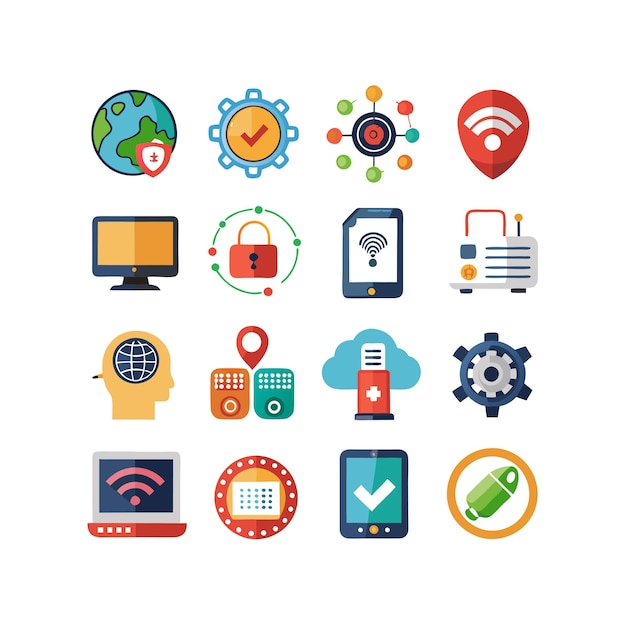 Technology Icon Set Vector Illustration for Documents Websites and Mobile Applications