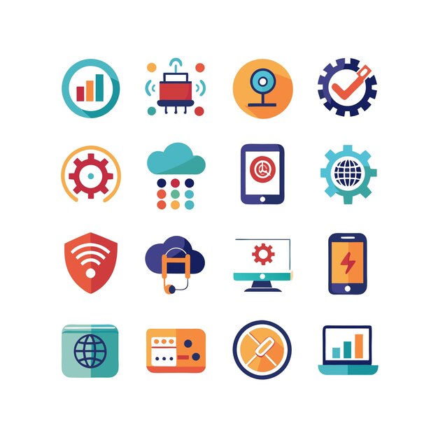 Technology Icon Set Vector Illustration for Documents Websites and Mobile Applications