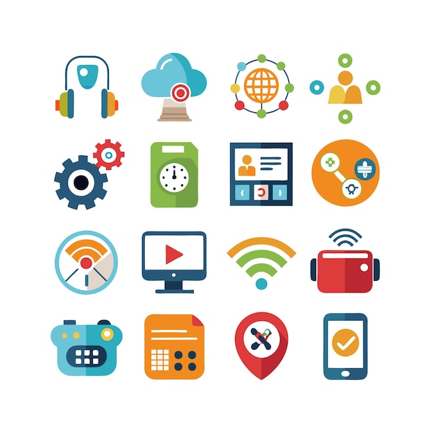 technology icon set vector illustration for documents websites and mobile applications