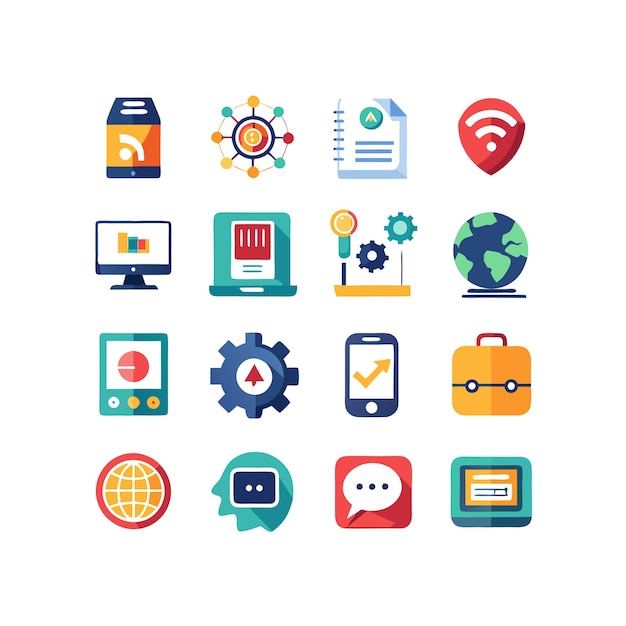 Technology Icon Set Vector Illustration for Documents Websites and Mobile Applications
