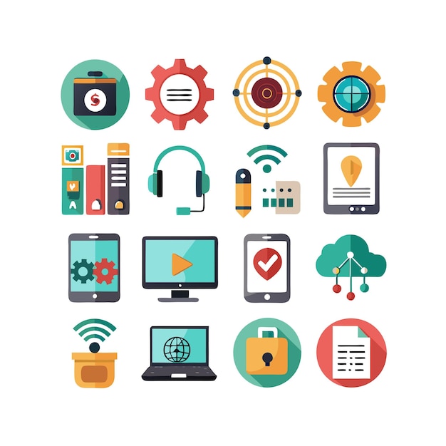 technology icon set vector illustration for documents websites and mobile applications