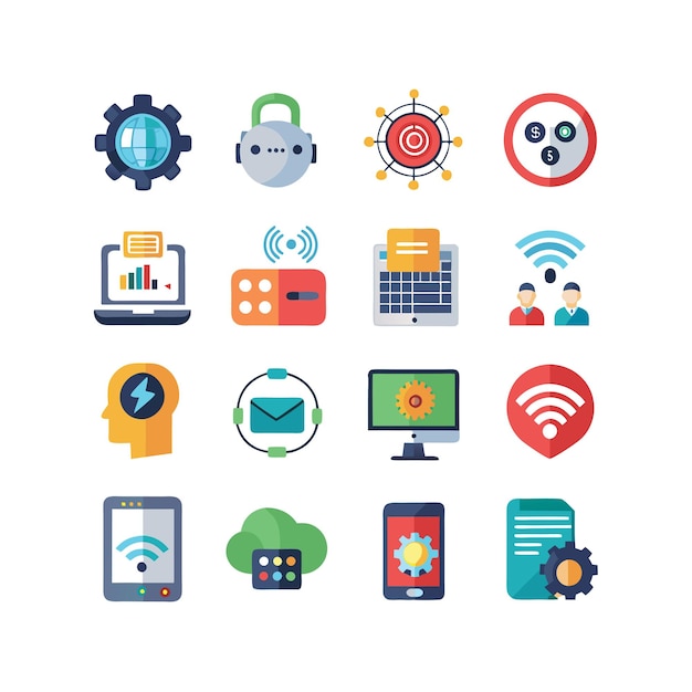 technology icon set vector illustration for documents websites and mobile applications