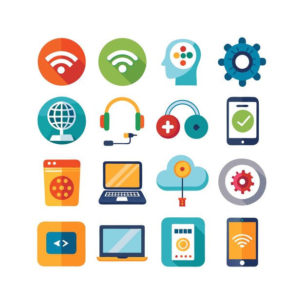 Technology Icon Set Vector Illustration for Documents Websites and Mobile Applications