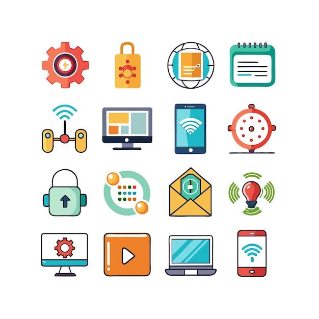 Technology Icon Set Vector Illustration for Documents Websites and Mobile Applications