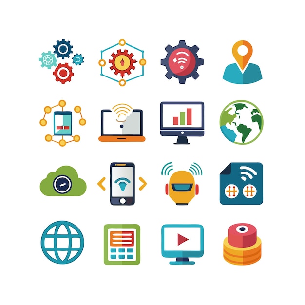 Technology Icon Set Vector Illustration for Documents Websites and Mobile Applications
