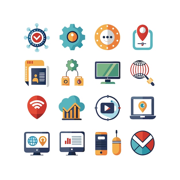 Technology Icon Set Vector Illustration for Documents Websites and Mobile Applications