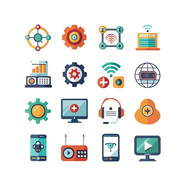 Technology Icon Set Vector Illustration for Documents Websites and Mobile Applications