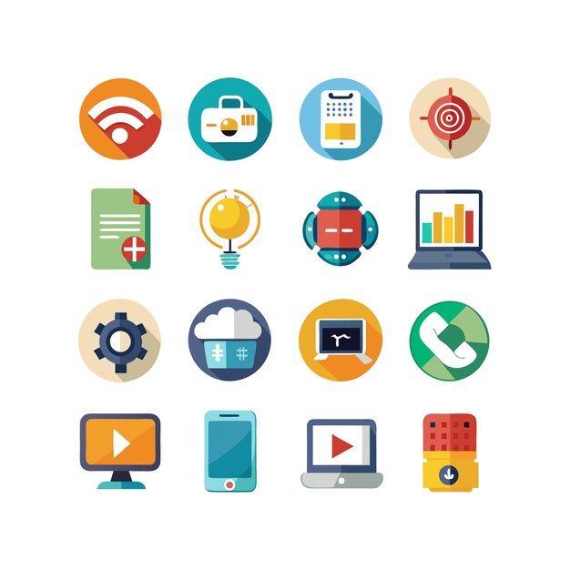 Technology Icon Set Vector Illustration for Documents Websites and Mobile Applications