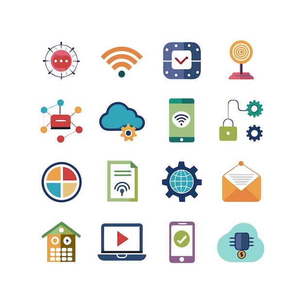 Technology Icon Set Vector Illustration for Documents Websites and Mobile Applications