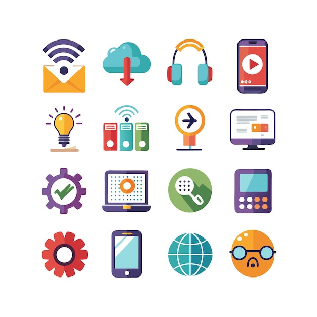 technology icon set vector illustration for documents websites and mobile applications