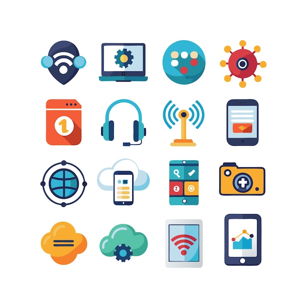 technology icon set vector illustration for documents websites and mobile applications