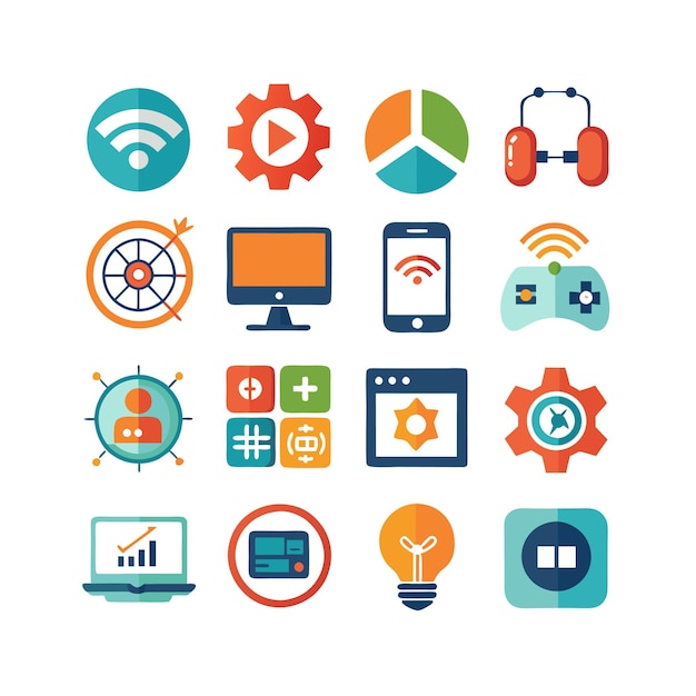 Technology Icon Set Vector Illustration for Documents Websites and Mobile Applications