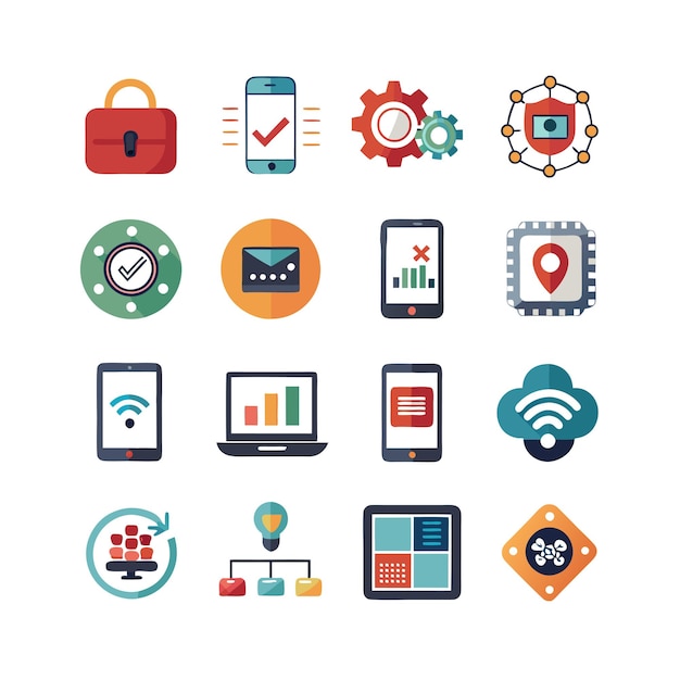 Technology Icon Set Vector Illustration for Documents Websites and Mobile Applications