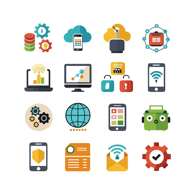 Technology Icon Set Vector Illustration for Documents Websites and Mobile Applications