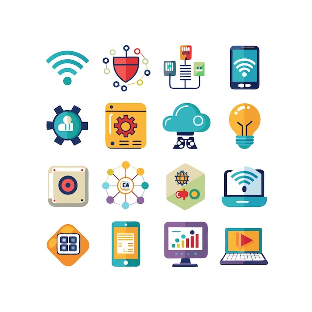 Technology Icon Set Vector Illustration for Documents Websites and Mobile Applications