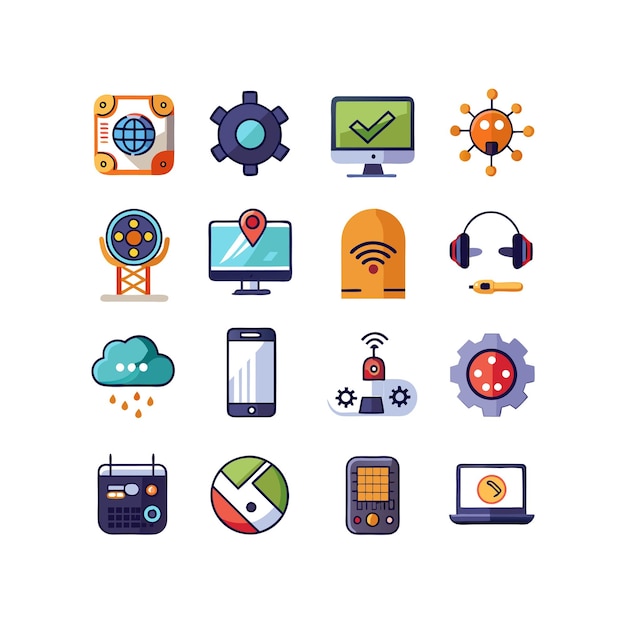 technology icon set vector illustration for documents websites and mobile applications