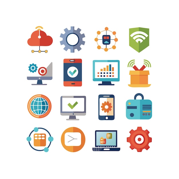 Technology Icon Set Vector Illustration for Documents Websites and Mobile Applications