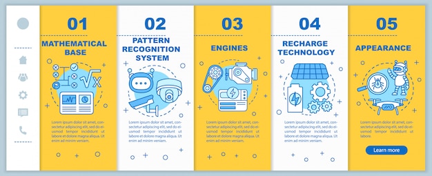 technology in robotics onboarding mobile app screen set