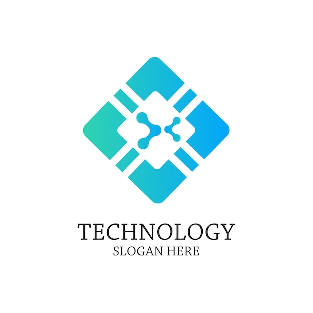 Technology logo design simple concept Premium Vector