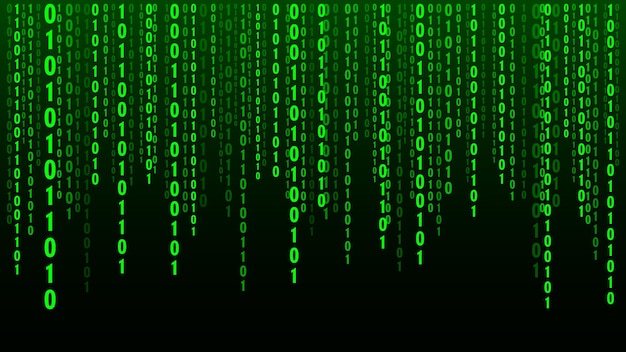 Technology matrix background Cyber security with falling numbers on screen Vector binary code Digital system Decoding data Hacked concept