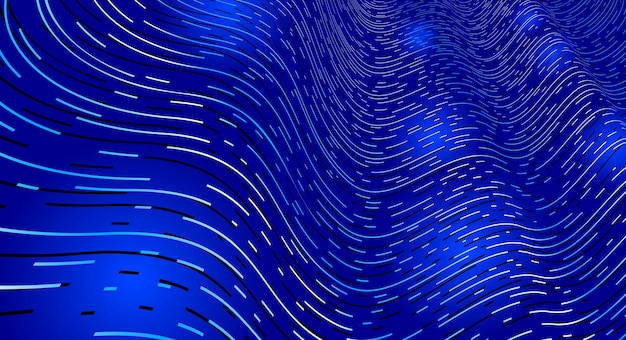 Technology vector abstract background with lines big data flow, 3D abstraction of nanotechnology and science, electronics and digital style, wire net dimensional perspective.