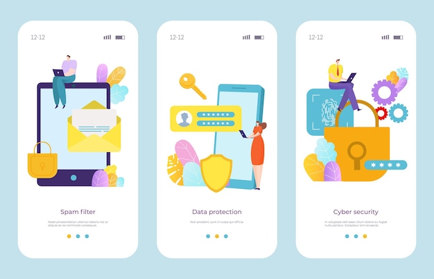 technology web security card personal cyber data protection spam filter website template internet