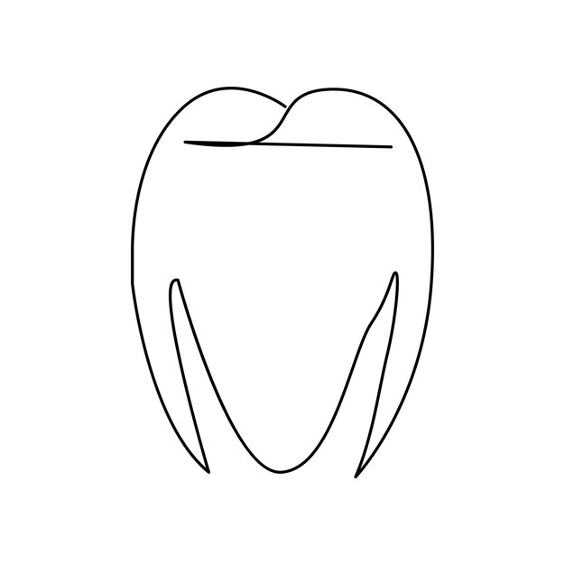 teeth one line continuous outline vector art drawing and simple one line teeth minimalist design