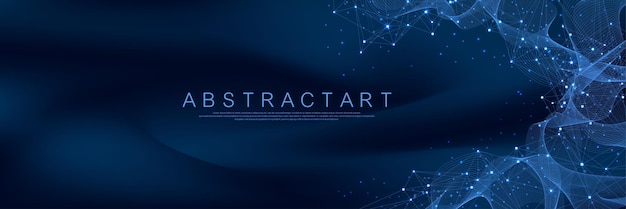 Teknologian abstraktit linjat ja pisteet yhdistävät taustan, digitaalisen datan ja big datan käsitteen