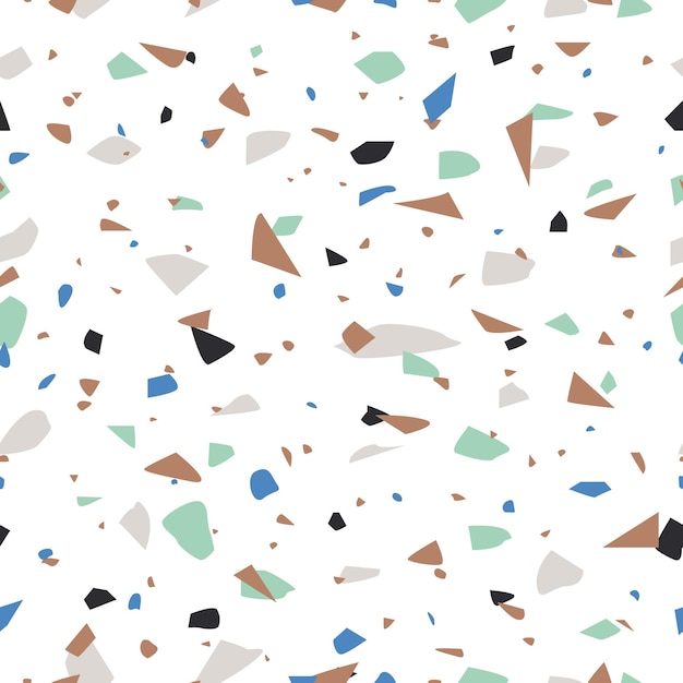 Terrazzo flooring texture vector seamless pattern Abstract shapes background with marble or granite
