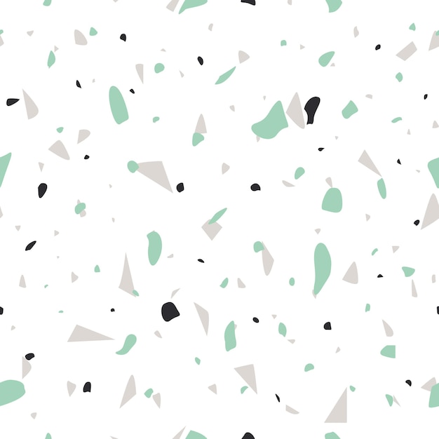 Terrazzo flooring texture vector seamless pattern Abstract shapes background with marble or granite