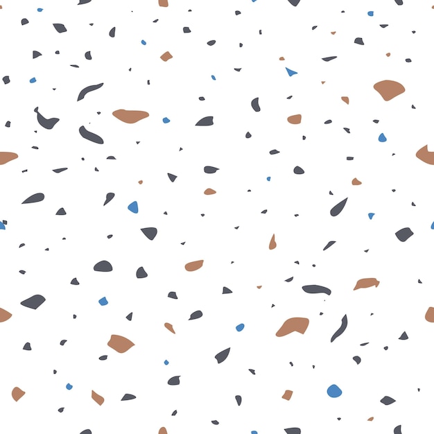 Terrazzo-lattian tekstuurivektori, saumaton kuvio. Abstraktit muodot marmori- tai graniittitaustalla