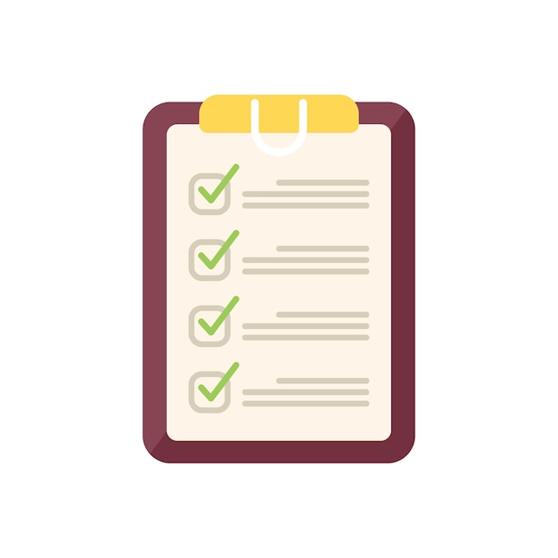Test clipboard icon flat vector School exam Paper check isolated