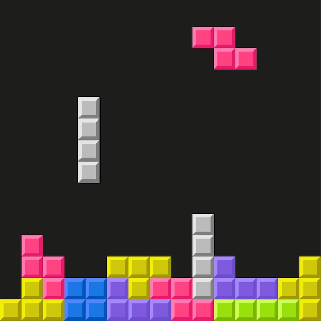 Tetris game puzzle game old school style pixel bricks game